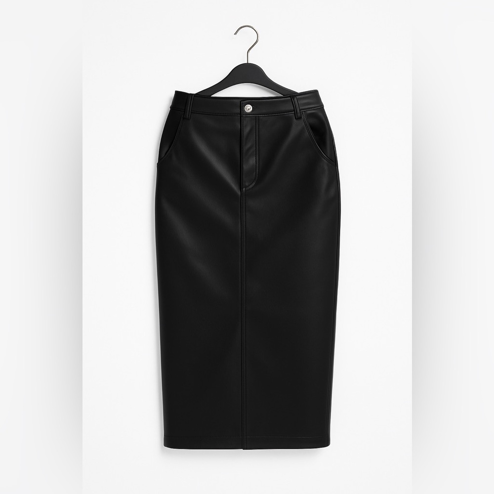 NWT ZARA Faux Leather High-Waisted Skirt– Size S, Black